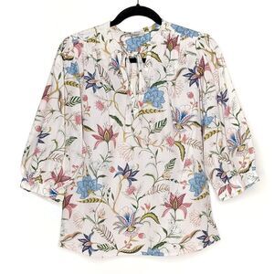 Tucker The Tassel Blouse Spring Botanical in Silk Cotton Floral Silk Top